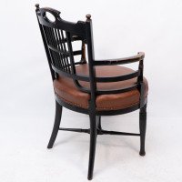 E. W. Godwin (Style Of) – Anglo-Japanese Ebonised Armchair with Leather Seat - Thumbnail 18