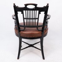 E. W. Godwin (Style Of) – Anglo-Japanese Ebonised Armchair with Leather Seat - Thumbnail 19