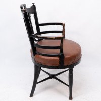 E. W. Godwin (Style Of) – Anglo-Japanese Ebonised Armchair with Leather Seat - Thumbnail 4