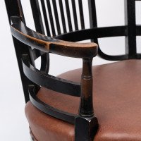 E. W. Godwin (Style Of) – Anglo-Japanese Ebonised Armchair with Leather Seat - Thumbnail 12