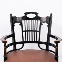 E. W. Godwin (Style Of) – Anglo-Japanese Ebonised Armchair with Leather Seat - Thumbnail 8