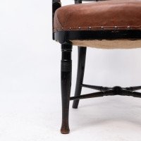 E. W. Godwin (Style Of) – Anglo-Japanese Ebonised Armchair with Leather Seat - Thumbnail 14