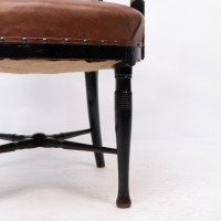 E. W. Godwin (Style Of) – Anglo-Japanese Ebonised Armchair with Leather Seat - Thumbnail 15