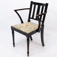 Morris & Co. Arts and Crafts Beech Armchair with Morris Fabric Seat - Thumbnail 3
