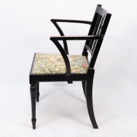 Morris & Co. Arts and Crafts Beech Armchair with Morris Fabric Seat - Thumbnail 4