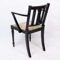 Morris & Co. Arts and Crafts Beech Armchair with Morris Fabric Seat - Thumbnail 19