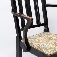 Morris & Co. Arts and Crafts Beech Armchair with Morris Fabric Seat - Thumbnail 8