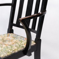 Morris & Co. Arts and Crafts Beech Armchair with Morris Fabric Seat - Thumbnail 10