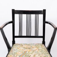 Morris & Co. Arts and Crafts Beech Armchair with Morris Fabric Seat - Thumbnail 6
