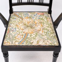 Morris & Co. Arts and Crafts Beech Armchair with Morris Fabric Seat - Thumbnail 9