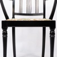 Morris & Co. Arts and Crafts Beech Armchair with Morris Fabric Seat - Thumbnail 12