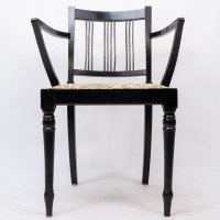 Morris & Co. Arts and Crafts Beech Armchair with Morris Fabric Seat - Thumbnail 11