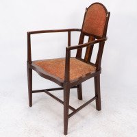 G. M. Ellwood for J. S. Henry. Arts & Crafts Armchair with Mother-of-pearl Inlays - Thumbnail 3