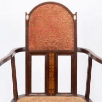 G. M. Ellwood for J. S. Henry. Arts & Crafts Armchair with Mother-of-pearl Inlays - Thumbnail 6