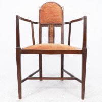G. M. Ellwood for J. S. Henry. Arts & Crafts Armchair with Mother-of-pearl Inlays - Thumbnail 14