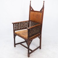 Liberty & Co. – Arts and Crafts Moorish Armchair with Original Leather Seat - Thumbnail 3