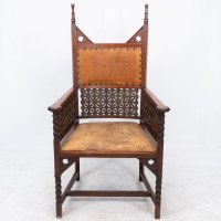 Liberty & Co. – Arts and Crafts Moorish Armchair with Original Leather Seat - Thumbnail 2