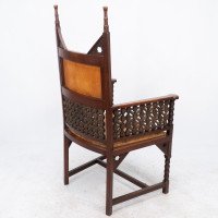 Liberty & Co. – Arts and Crafts Moorish Armchair with Original Leather Seat - Thumbnail 19
