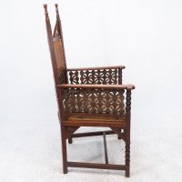 Liberty & Co. – Arts and Crafts Moorish Armchair with Original Leather Seat - Thumbnail 4