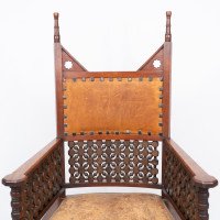 Liberty & Co. – Arts and Crafts Moorish Armchair with Original Leather Seat - Thumbnail 8