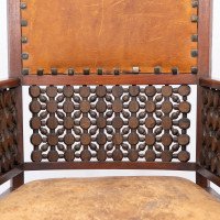 Liberty & Co. – Arts and Crafts Moorish Armchair with Original Leather Seat - Thumbnail 9