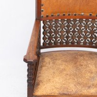Liberty & Co. – Arts and Crafts Moorish Armchair with Original Leather Seat - Thumbnail 12