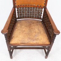 Liberty & Co. – Arts and Crafts Moorish Armchair with Original Leather Seat - Thumbnail 10