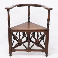 Jas Shoolbred. An Aesthetic Movement Oak Corner Armchair with Stylized Turnings - Thumbnail 2