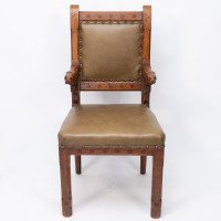 John Pollard Seddon a Rare Gothic Oak Armchair with Carved Dog Heads to the Arms - Thumbnail 2