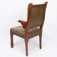 John Pollard Seddon a Rare Gothic Oak Armchair with Carved Dog Heads to the Arms - Thumbnail 15