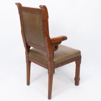 John Pollard Seddon a Rare Gothic Oak Armchair with Carved Dog Heads to the Arms - Thumbnail 17