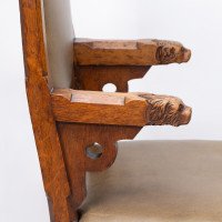 John Pollard Seddon a Rare Gothic Oak Armchair with Carved Dog Heads to the Arms - Thumbnail 9