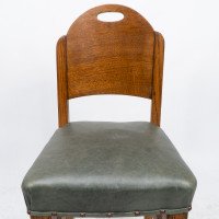 William Birch. An Arts & Crafts High Seat Music Chair with Leather Seat - Thumbnail 6