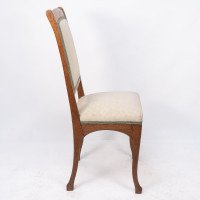 Léon Benouville, Art Nouveau Oak Desk or Side Chair with Subtle Organic Lines - Thumbnail 5