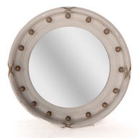 A Regency Style Circular Convex Mirror with Ball & Ribbon Decoration - Thumbnail 2