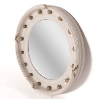 A Regency Style Circular Convex Mirror with Ball & Ribbon Decoration - Thumbnail 4