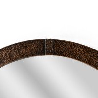 Arts and Crafts Hand-Hammered Copper Oval Mirror with Riveted Straps c.1910 - Thumbnail 6