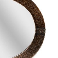 Arts and Crafts Hand-Hammered Copper Oval Mirror with Riveted Straps c.1910 - Thumbnail 7