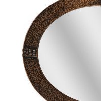 Arts and Crafts Hand-Hammered Copper Oval Mirror with Riveted Straps c.1910 - Thumbnail 9