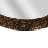 Arts and Crafts Hand-Hammered Copper Oval Mirror with Riveted Straps c.1910 - Thumbnail 8