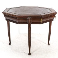 Continental Walnut Octagonal Center Table in the Manner of Henry Van Der Velde