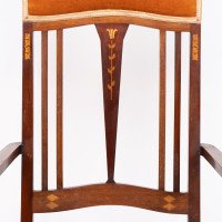 Liberty & Co., Two Arts & Crafts Mahogany Armchairs with Stylised Floral Inlays - Thumbnail 8