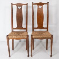 Ambrose Heals for Heals of London. A Pair of Arts & Crafts Rush Seated Chairs - Thumbnail 2