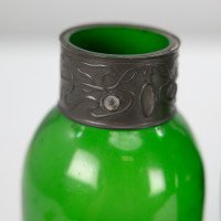 Osiris Pewter Pair of Art Nouveau Green Glass Vases with Frog Decor - Thumbnail 10
