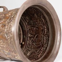 An unusual Arts and Crafts style copper vase decorated with woodland scene - Thumbnail 13
