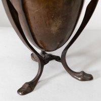 An unusual Arts and Crafts style copper vase decorated with woodland scene - Thumbnail 16