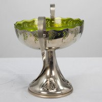 WMF. Art Nouveau Silver-plated Centerpiece with Whiplash Handles & Glass Liner - Thumbnail 3