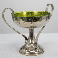 WMF. Art Nouveau Silver-plated Centerpiece with Whiplash Handles & Glass Liner - Thumbnail 4
