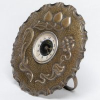 A Little Arts & Crafts Copper Table Clock in the Shape of a Flower Head - Thumbnail 4