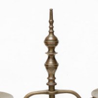 A Pair of Arts & Crafts Brass Twin Branch Candelabras with Adjustable Height - Thumbnail 10
